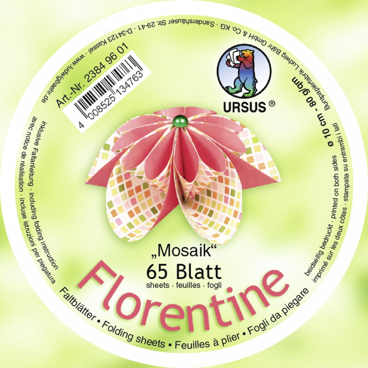 Faltblätter Florentine "Mosaik" ø 10 cm