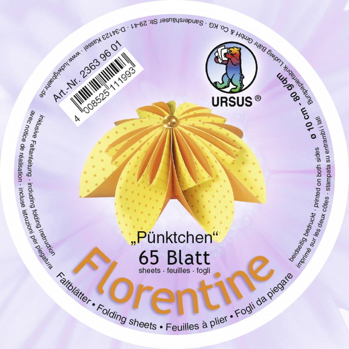 Faltblätter Florentine "Pünktchen"  ø 10 cm