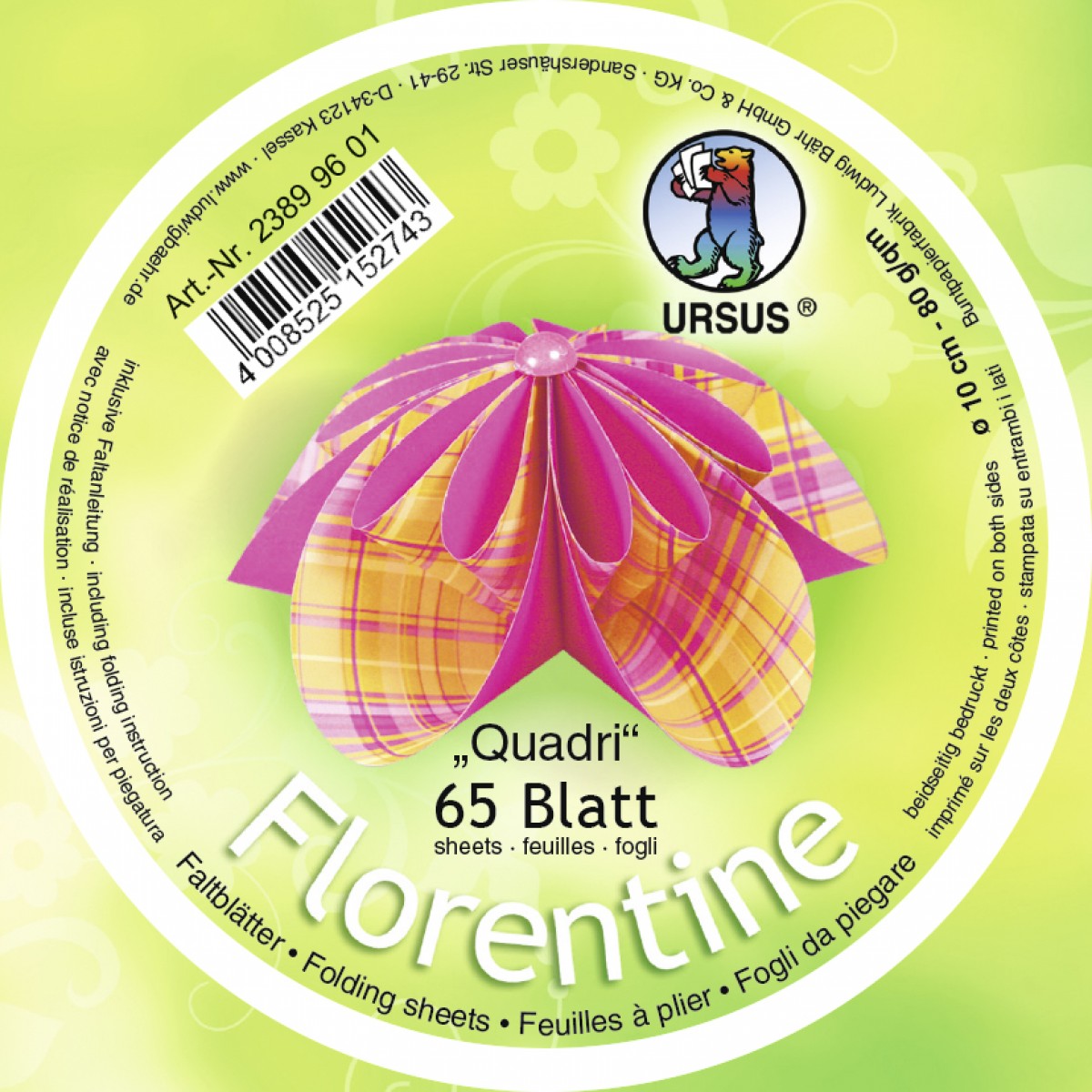 Faltblätter Florentine "Quadri" ø 10 cm