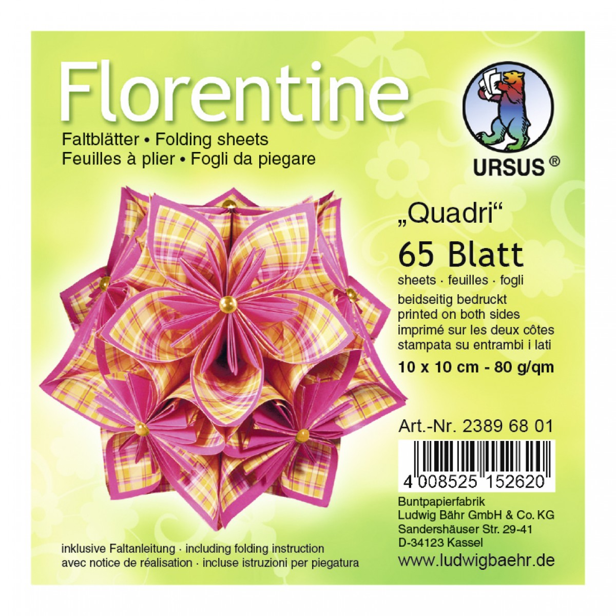 Faltblätter Florentine "Quadri" 10 x 10 cm