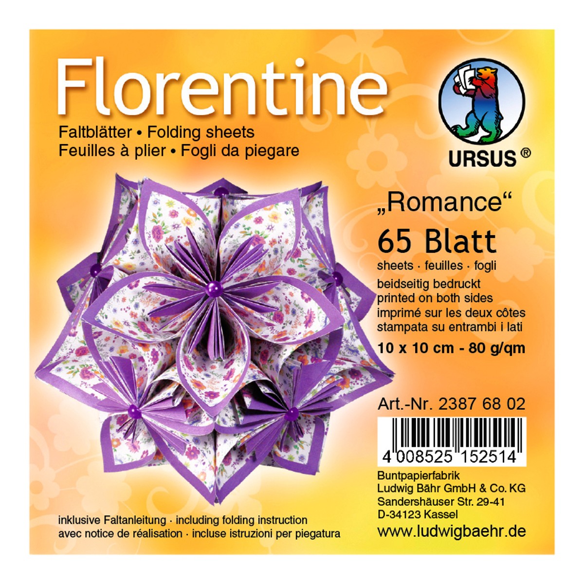 Faltblätter Florentine "Romance" 10 x 10 cm