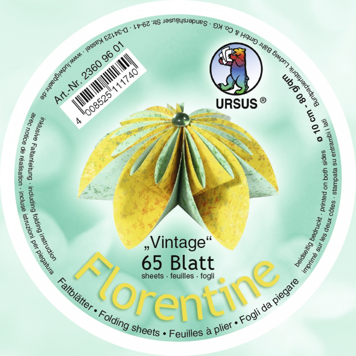 Faltblätter Florentine "Vintage"  ø 10 cm