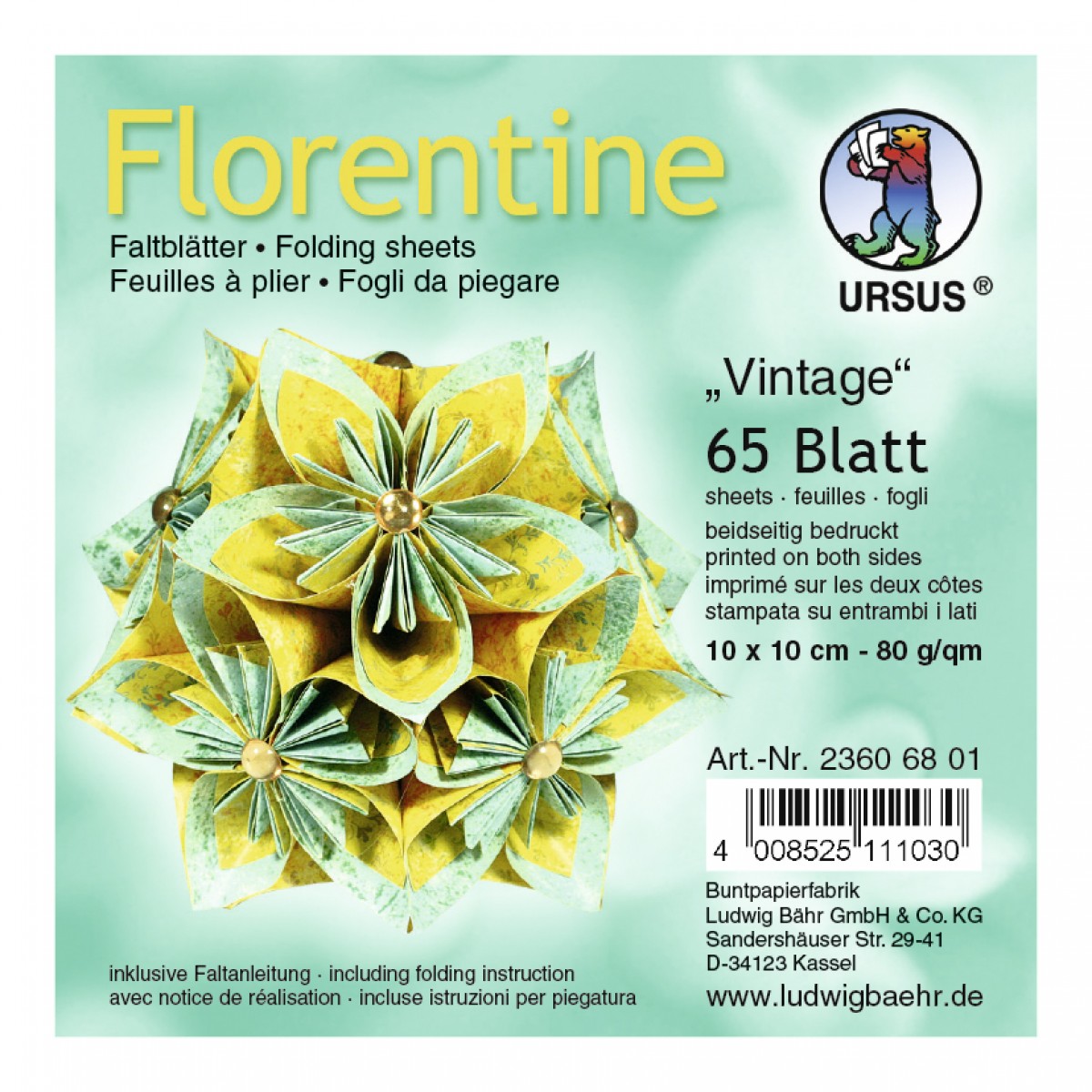 Faltblätter Florentine "Vintage" 10 x 10 cm - 65 Blatt