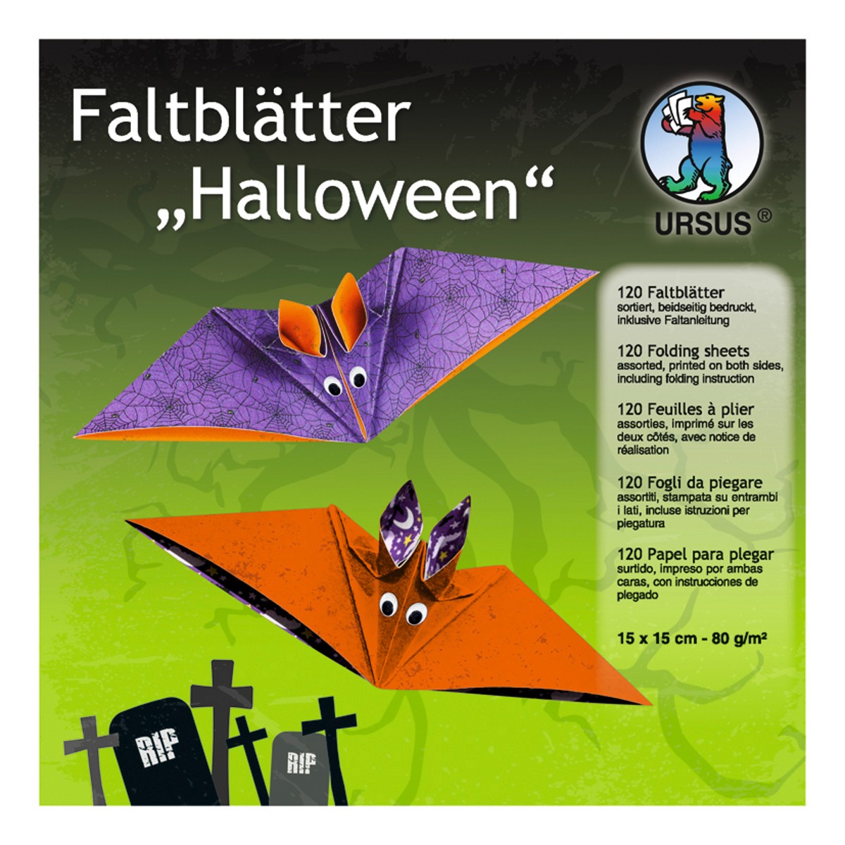 Faltblätter "Halloween 2" 15 x 15 cm - 120 Blatt