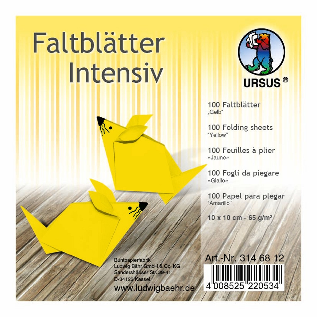 Faltblätter intensiv 65 g/qm 10 x 10 cm - 100 Blatt