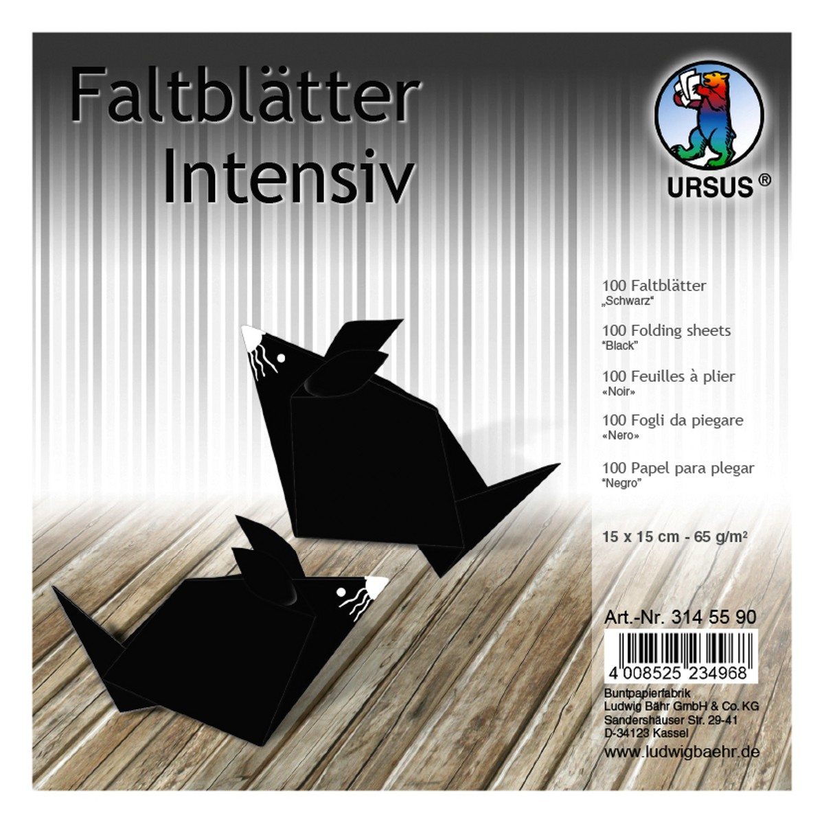 Faltblätter intensiv 65 g/qm 15 x 15 cm - 100 Blatt