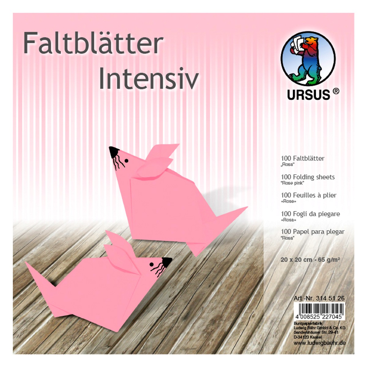 Faltblätter intensiv 65 g/qm 20 x 20 cm - 100 Blatt
