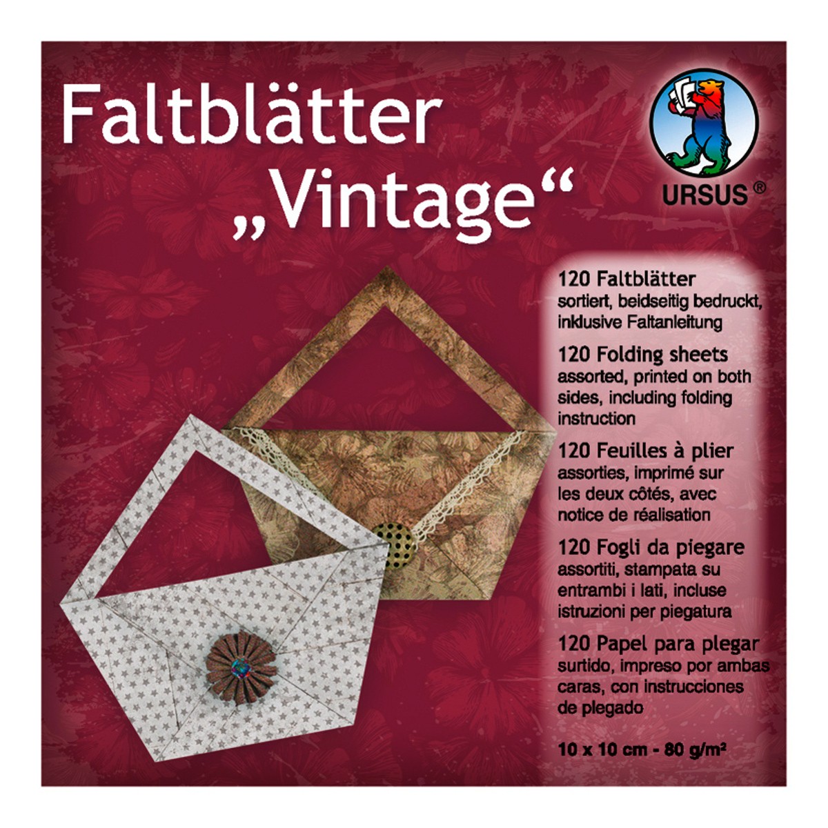 Faltblätter "Vintage" 10 x 10 cm - 120 Blatt