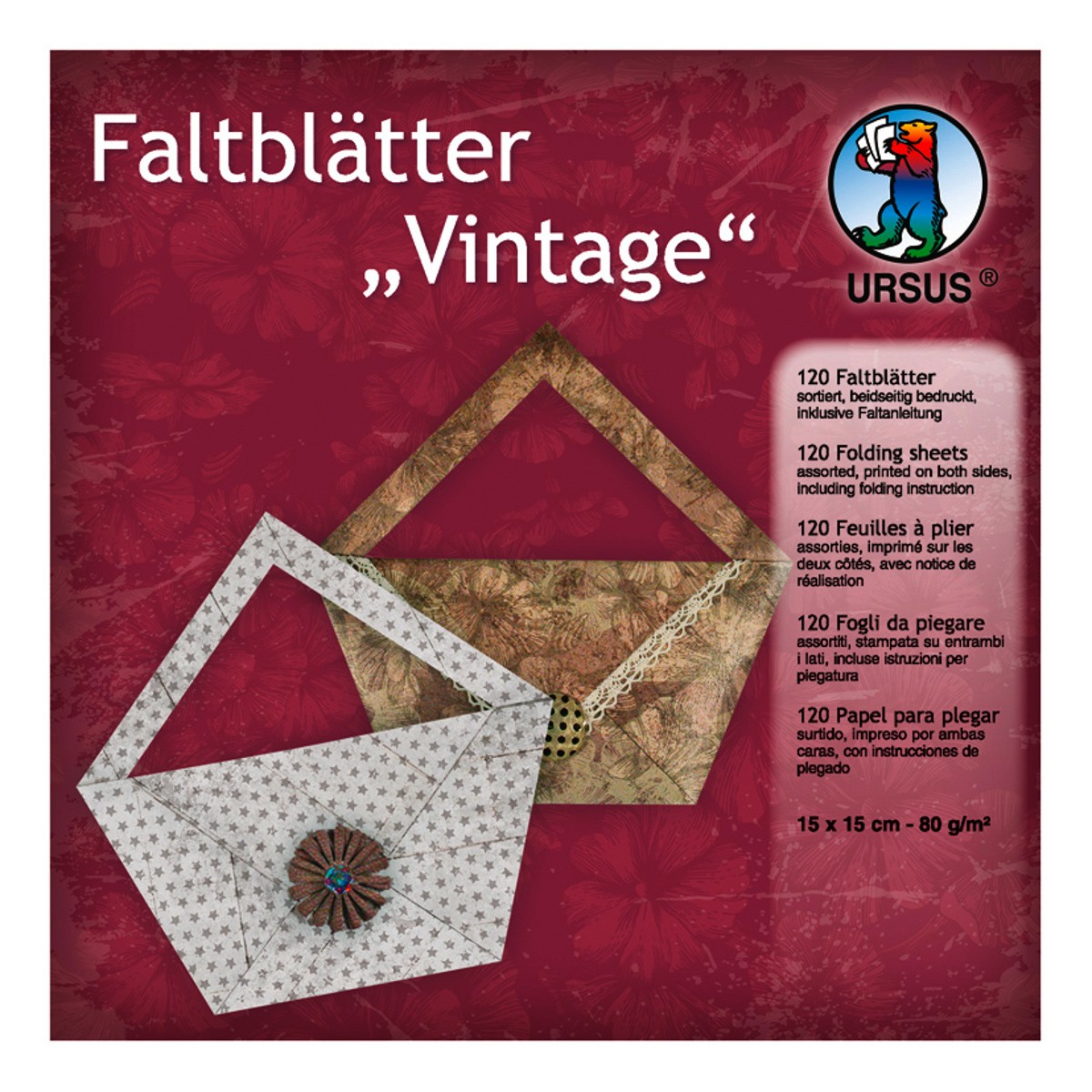 Faltblätter "Vintage" 15 x 15 cm - 120 Blatt