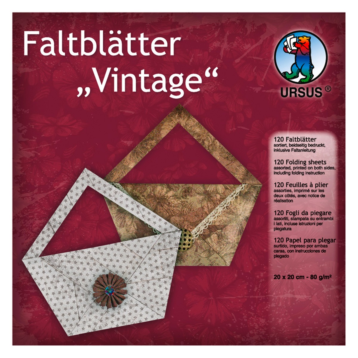 Faltblätter "Vintage" 20 x 20 cm - 120 Blatt