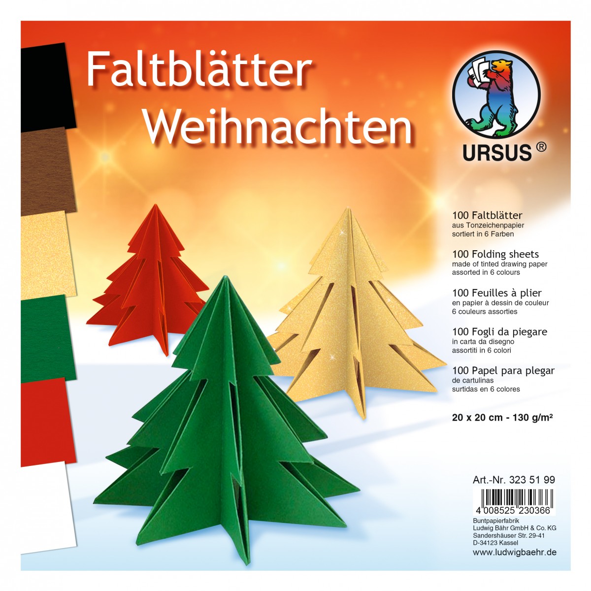 Faltblätter "Weihnachten" 20 x 20 cm - 100 Blatt