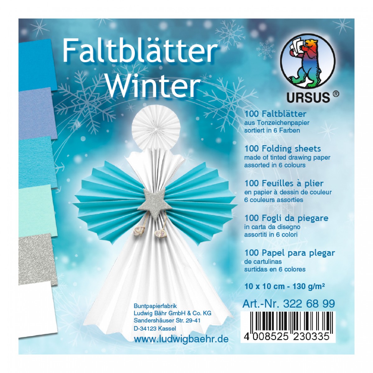 Faltblätter "Winter" 10 x 10 cm - 100 Blatt