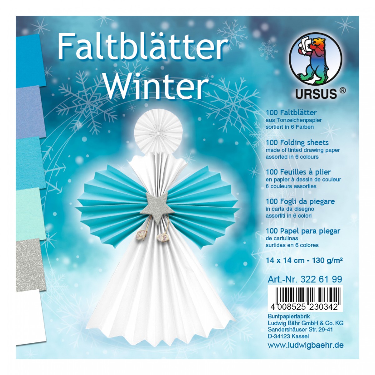 Faltblätter "Winter" 14 x 14 cm - 100 Blatt