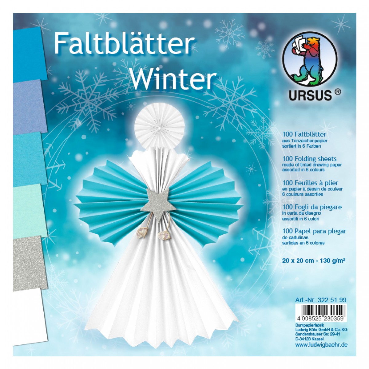 Faltblätter "Winter" 20 x 20 cm - 100 Blatt