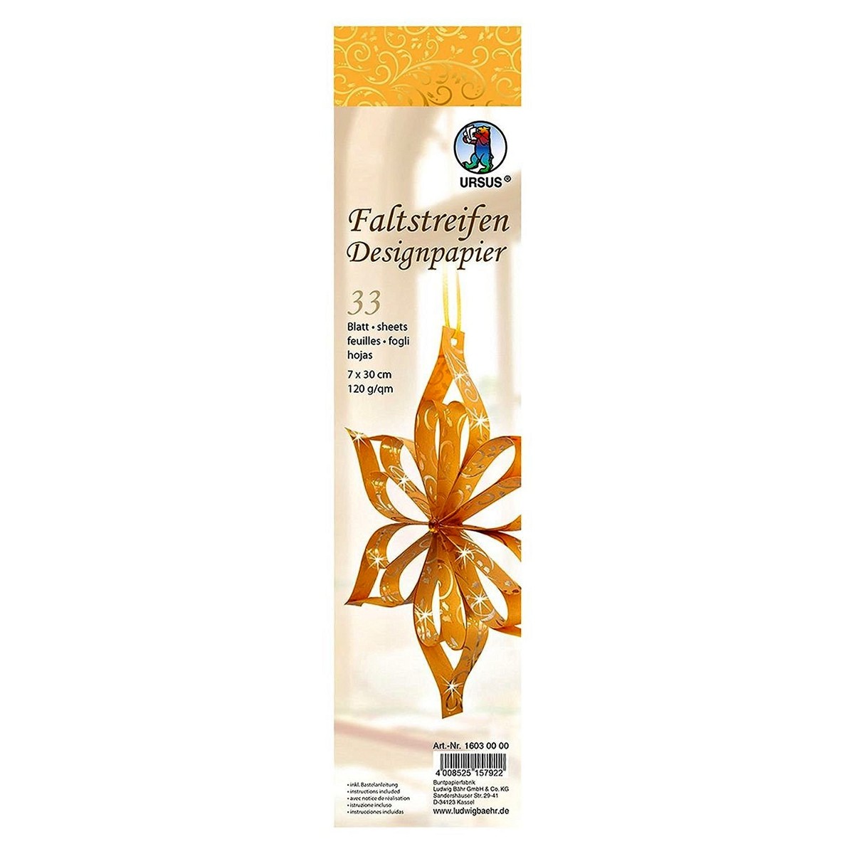 Faltstreifen Designpapier "Goldranken"