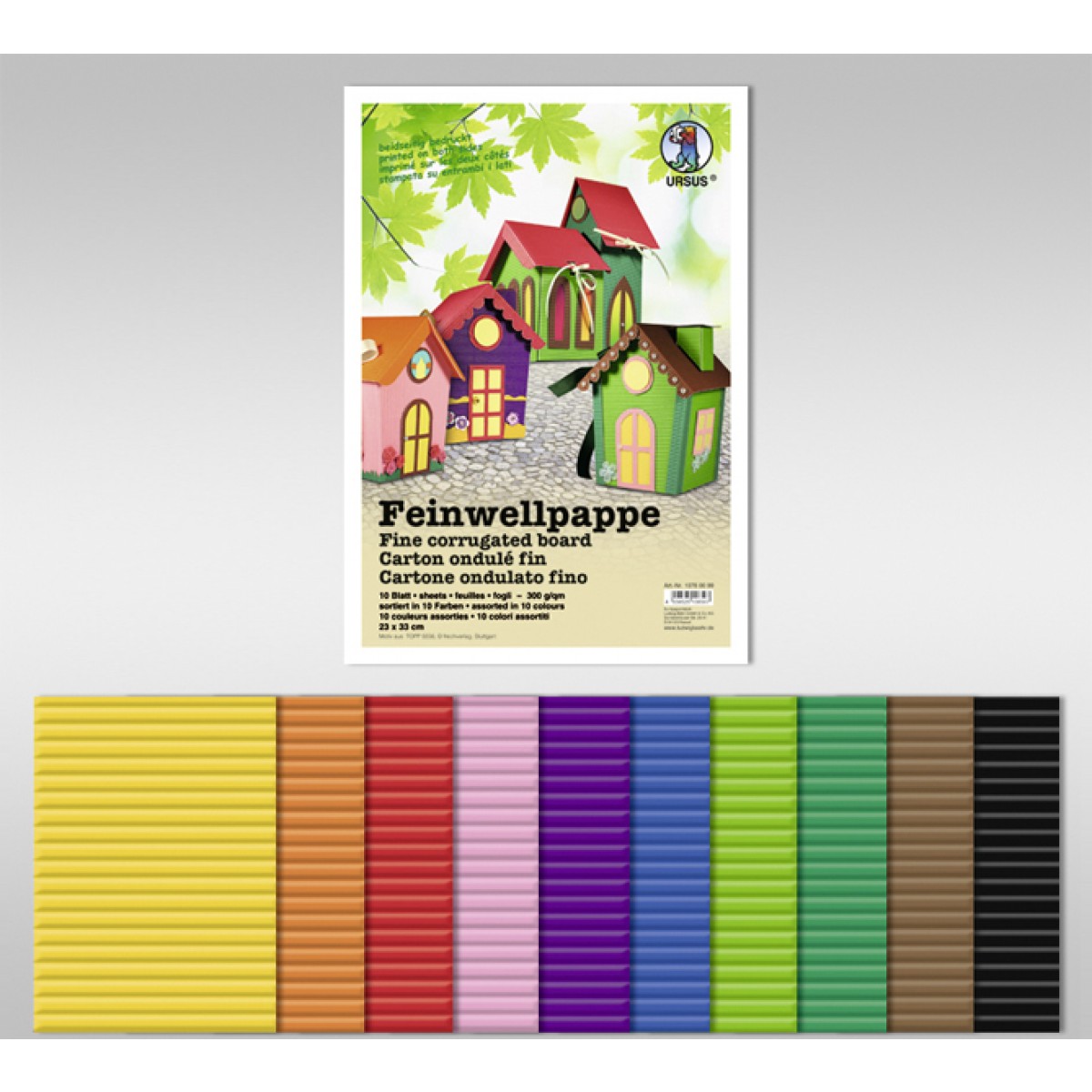 Feinwellpappe 300 g/qm 50 x 70 cm - 10 Bogen sortiert