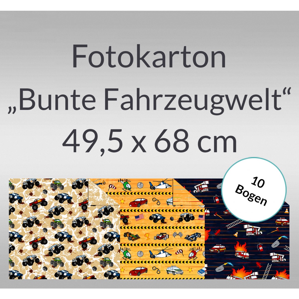 Fotokarton "Bunte Fahrzeugwelt" 49,5 x 68 cm - 10 Bogen