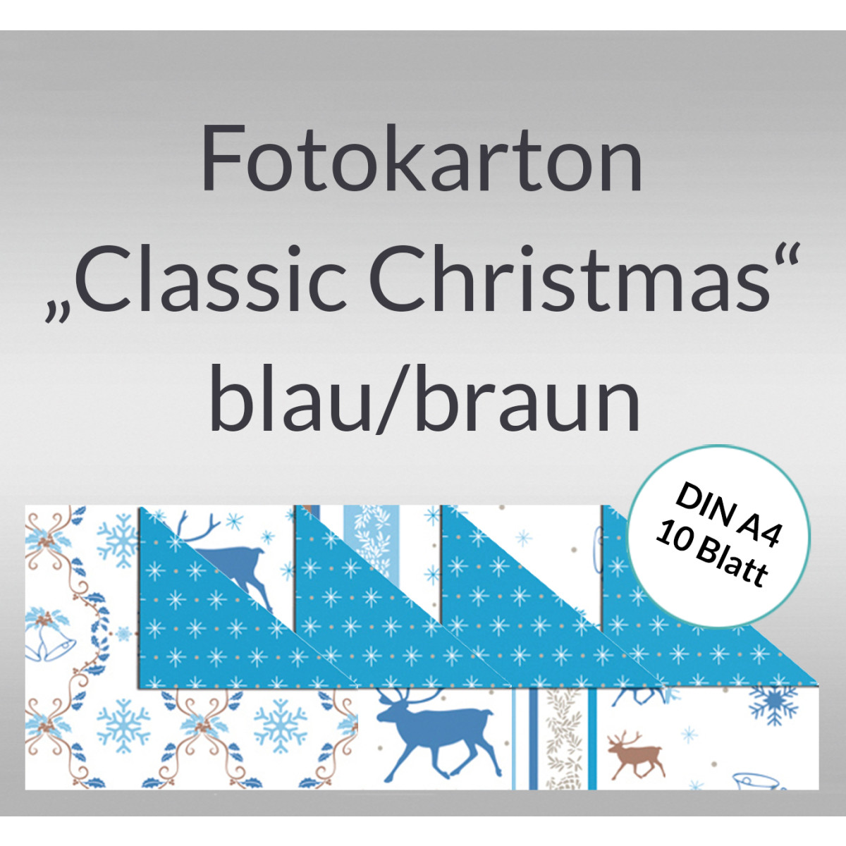 Fotokarton "Classic Christmas" blau/braun DIN A4 - 10 Blatt