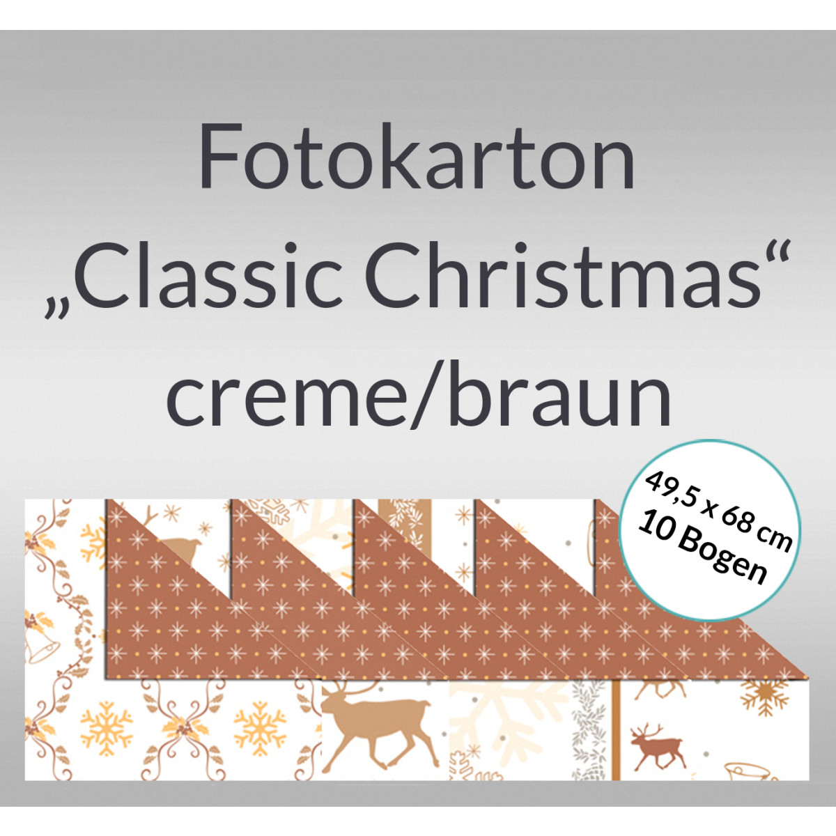 Fotokarton "Classic Christmas" creme/braun 49,5 x 68 cm - 10 Bogen