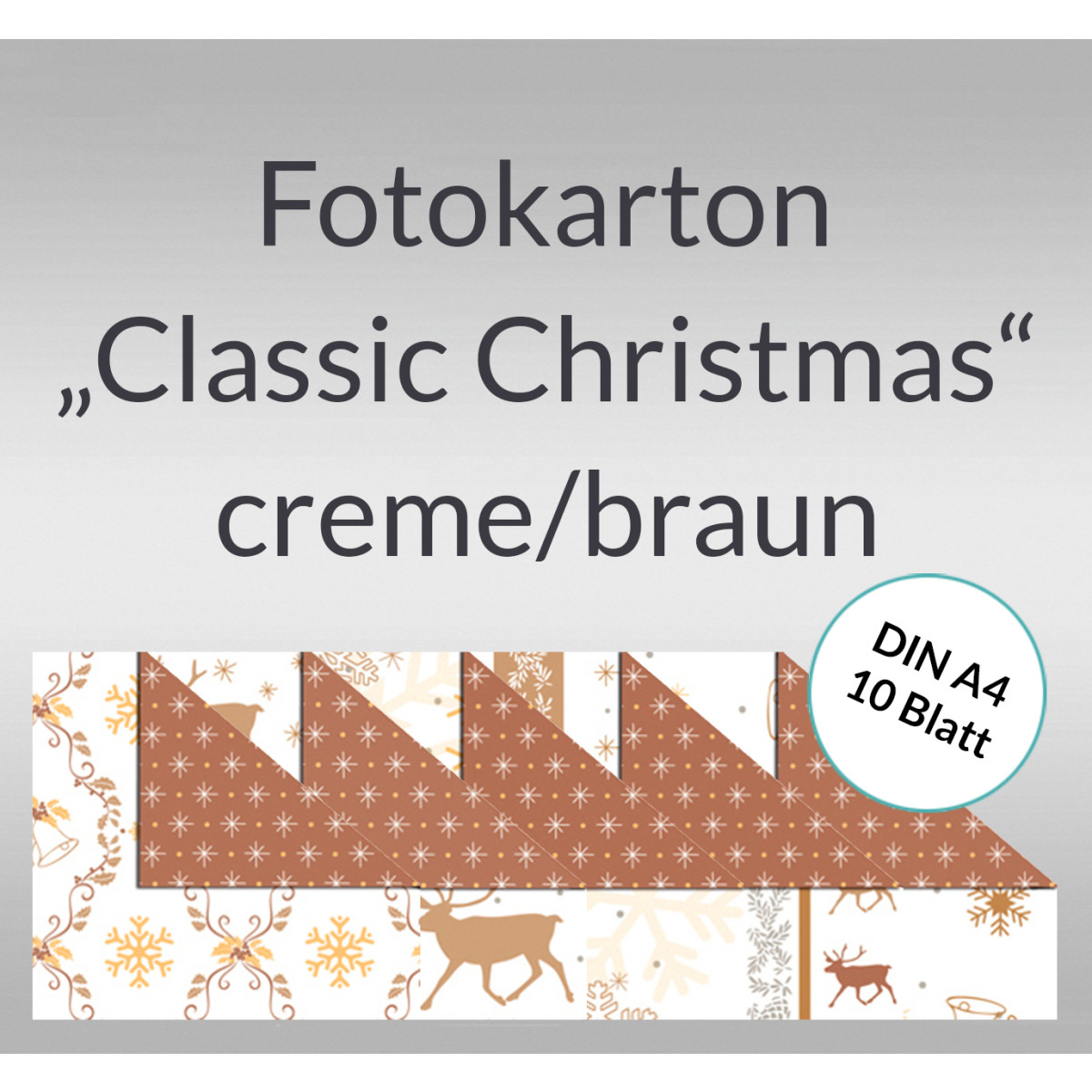 Fotokarton "Classic Christmas" creme/braun DIN A4 - 10 Blatt
