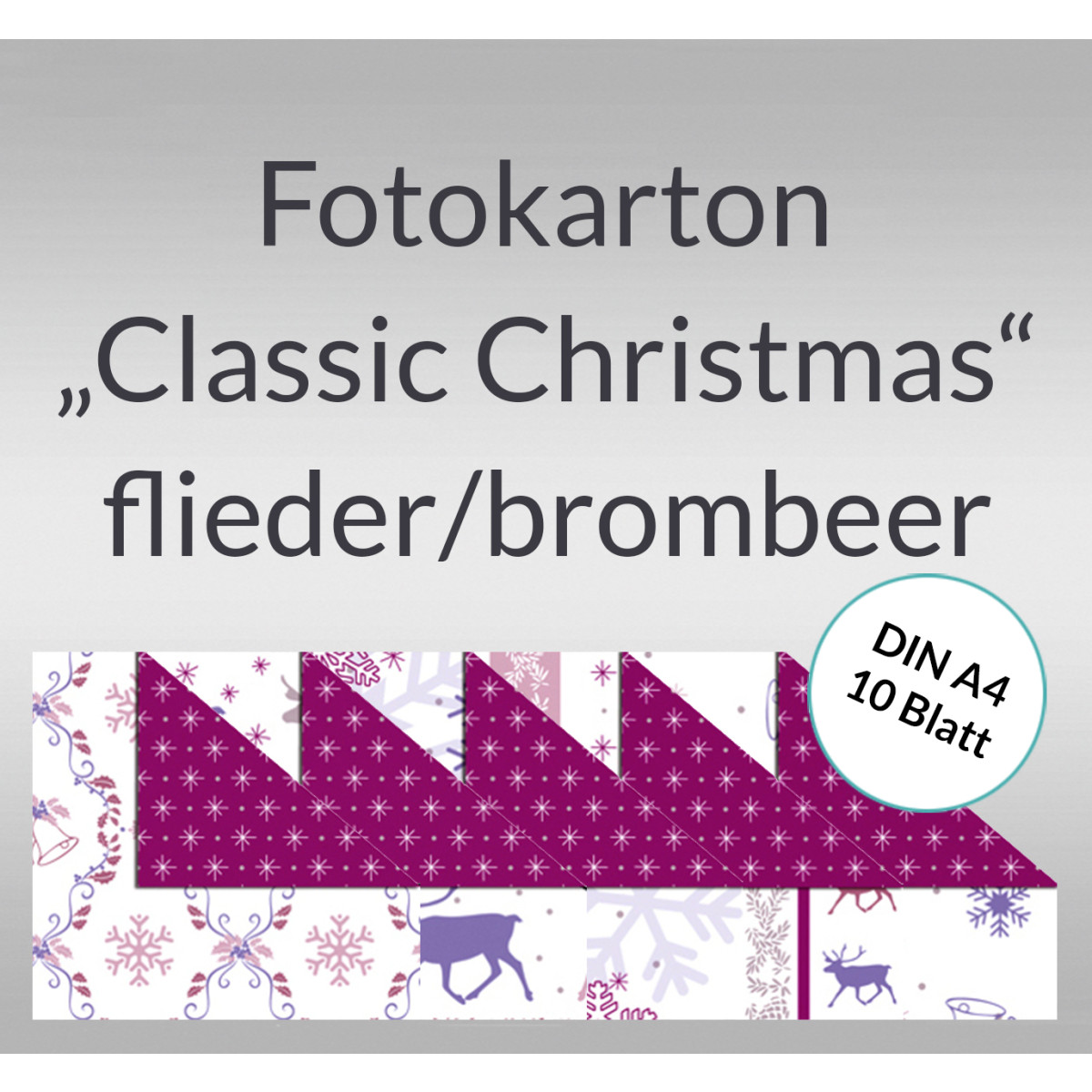Fotokarton "Classic Christmas" flieder/brombeer DIN A4 - 10 Blatt