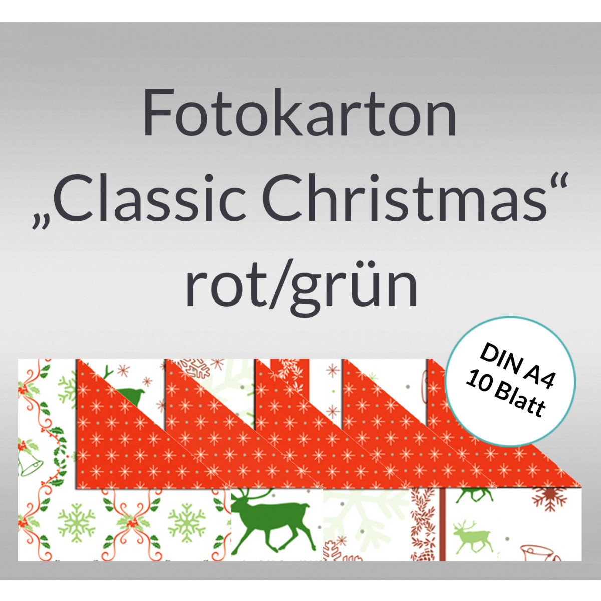Fotokarton "Classic Christmas" rot/grün DIN A4 - 10 Blatt