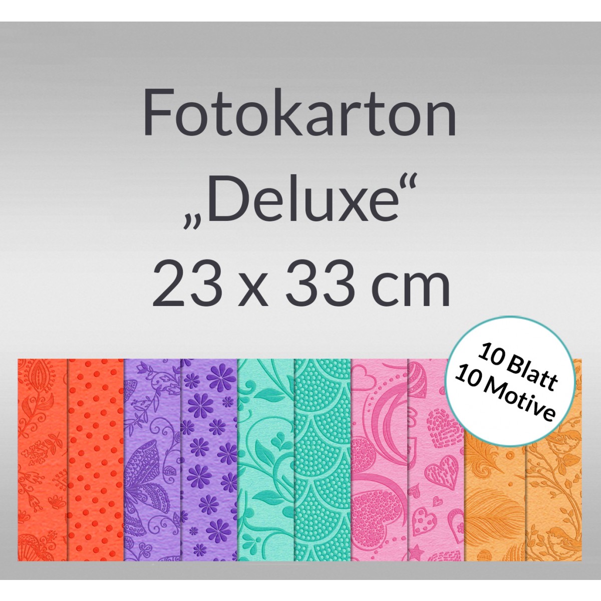 Fotokarton "Deluxe" 23 x 33 cm - 10 Blatt sortiert