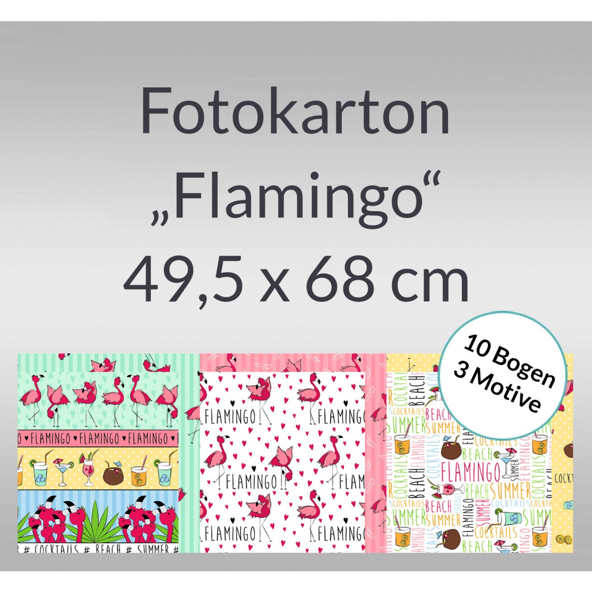 Fotokarton "Flamingo" 49,5 x 68 cm - 10 Bogen sortiert