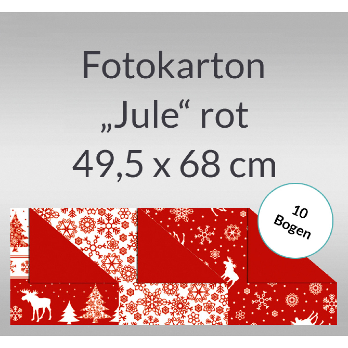 Fotokarton "Jule" rot 49,5 x 68 cm - 10 Bogen