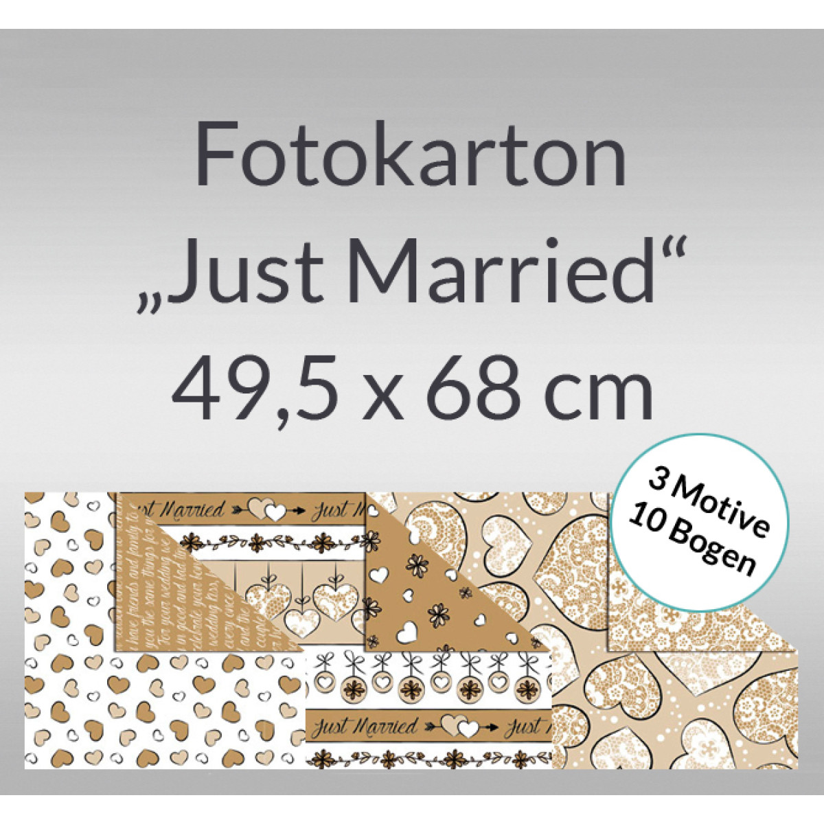 Fotokarton "Just Married" 49,5 x 68 cm - 10 Bogen sortiert