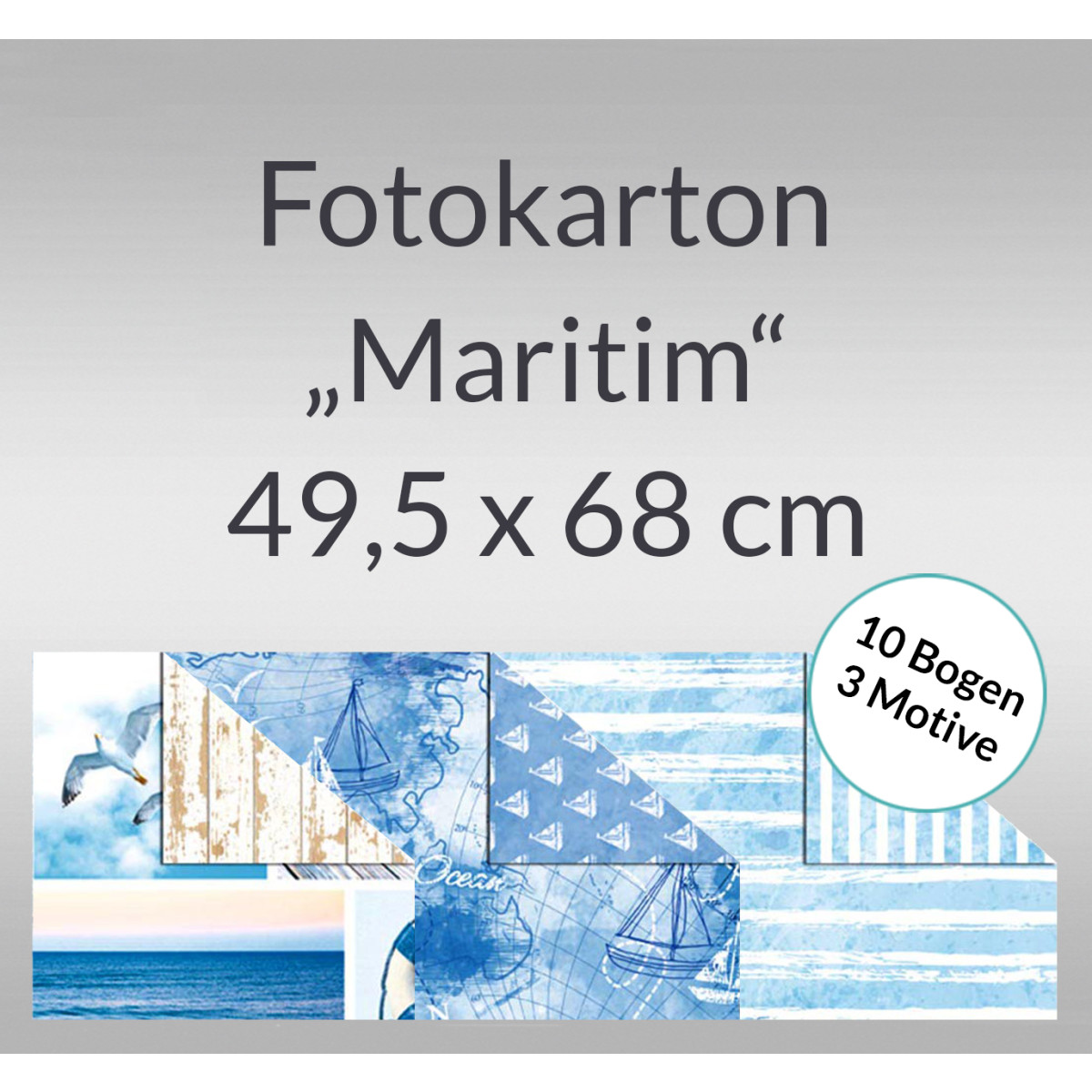 Fotokarton "Maritim" 49,5 x 68 cm - 10 Bogen sortiert