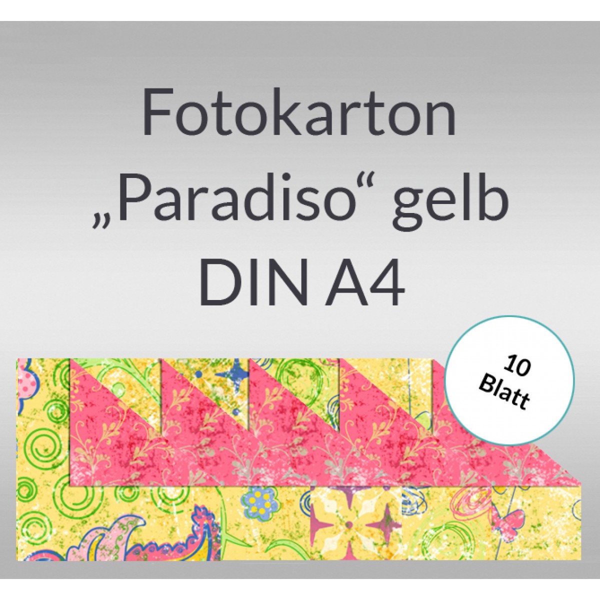 Fotokarton "Paradiso" gelb DIN A4 - 10 Blatt