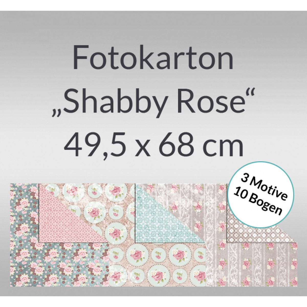 Fotokarton "Shabby Rose" 49,5 x 68 cm - 10 Bogen sortiert