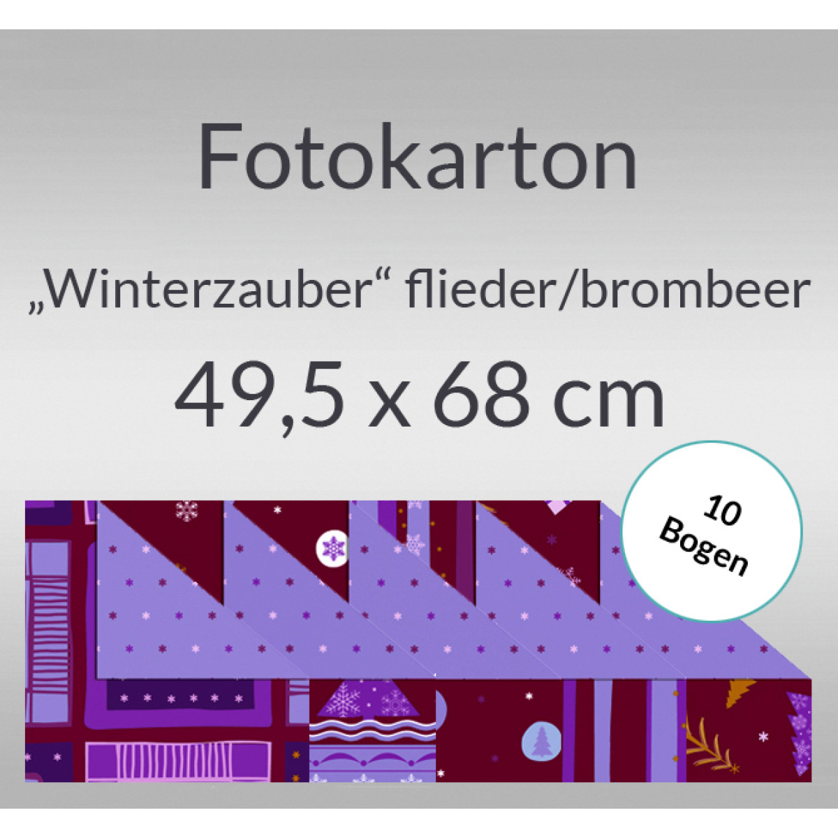 Fotokarton "Winterzauber" flieder/brombeer 49,5 x 68 cm - 10 Bogen