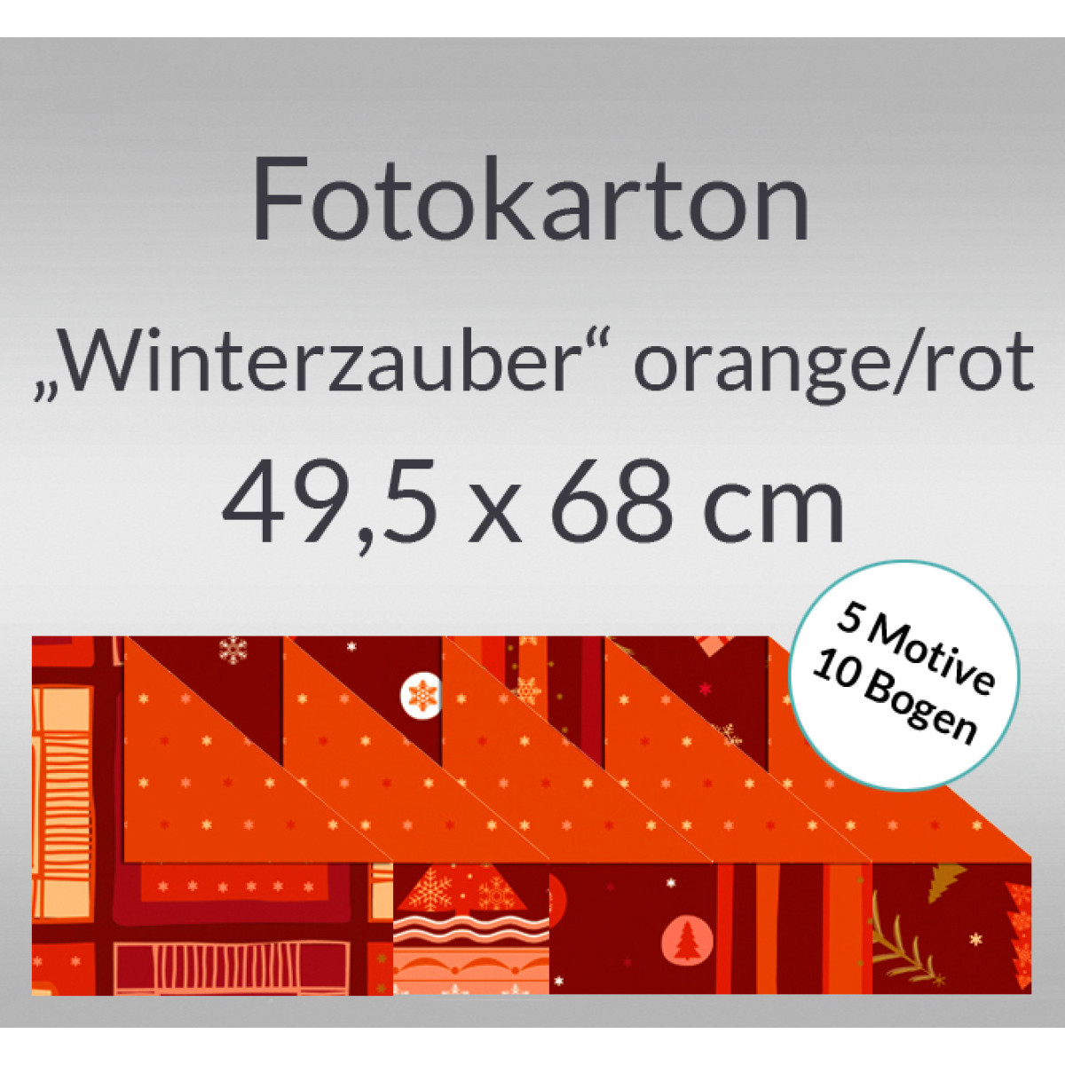 Fotokarton "Winterzauber" orange/rot 49,5 x 68 cm - 10 Bogen sortiert