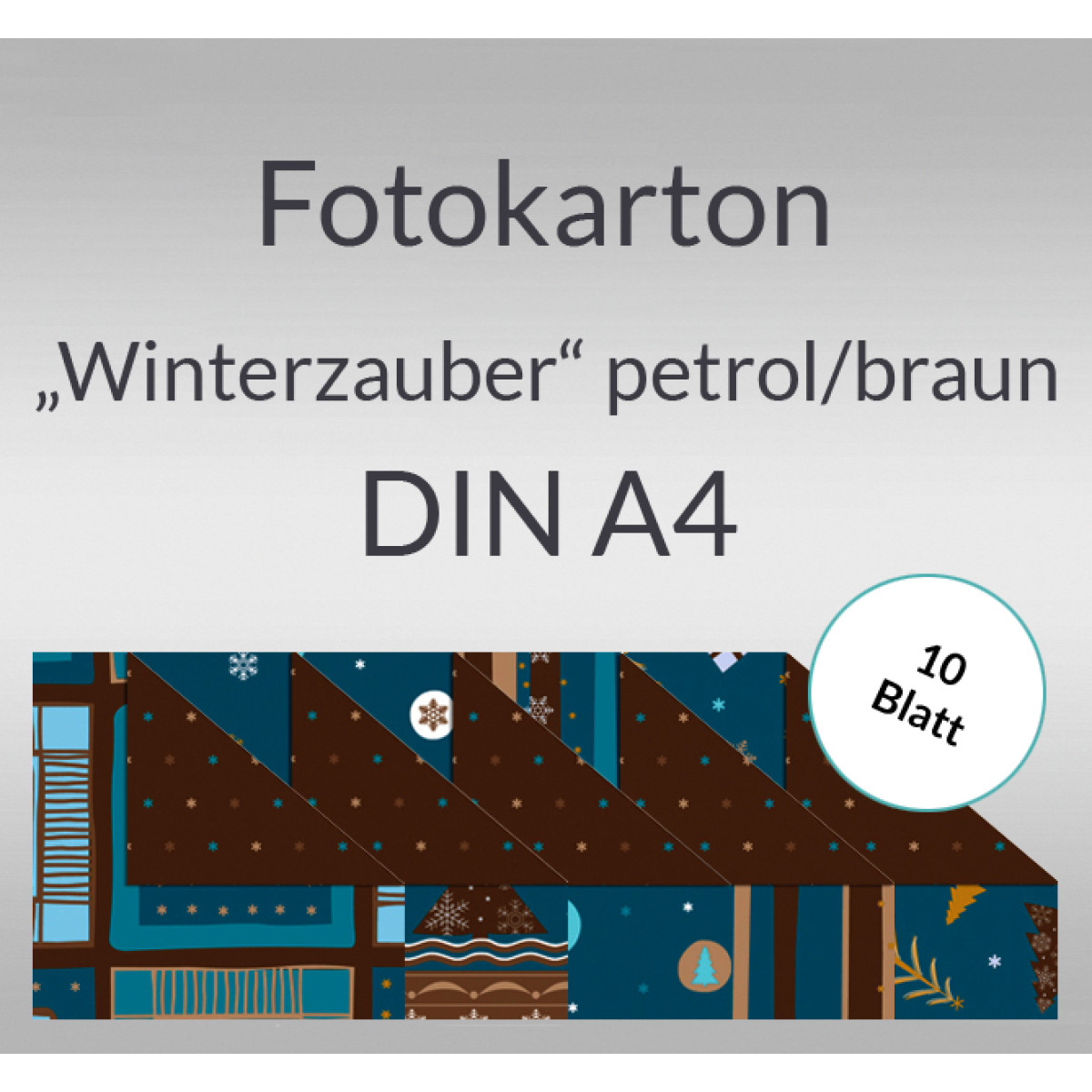 Fotokarton "Winterzauber" petrol/braun DIN A4 - 10 Blatt