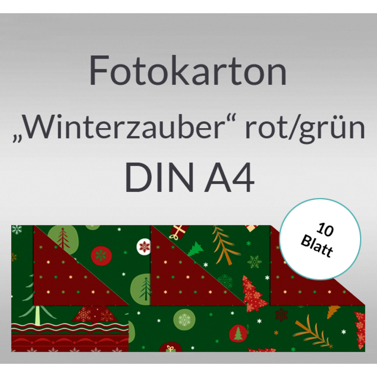 Fotokarton "Winterzauber" rot/grün DIN A4 - 10 Blatt