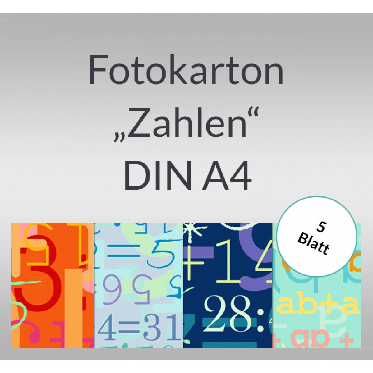 Fotokarton "Zahlen" DIN A4 - 5 Blatt