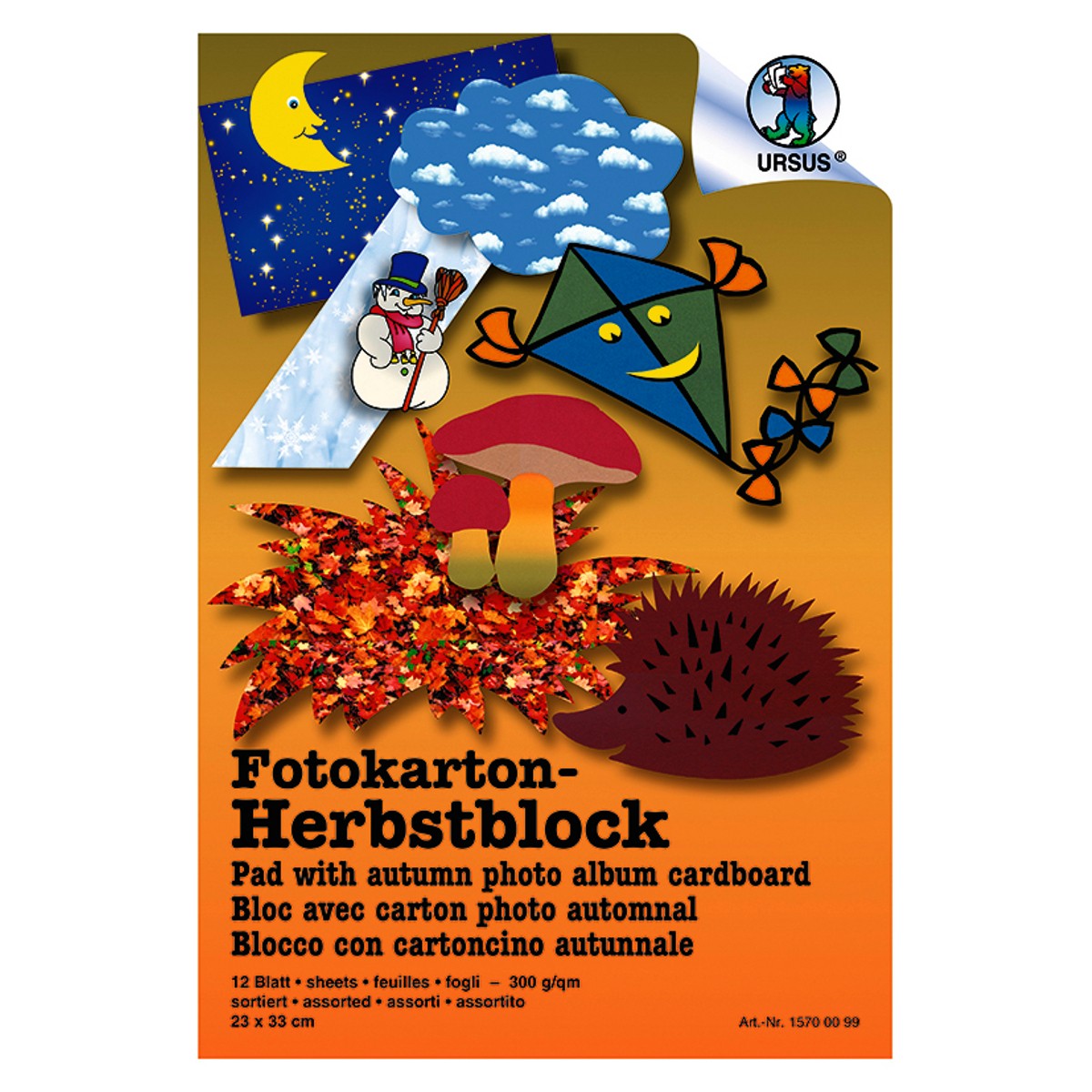 Fotokartonblock "Herbst" 23 x 33 cm - 12 Blatt sortiert