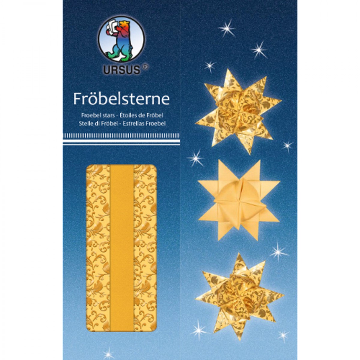 Fröbelsterne "Orient" goldgelb/gold