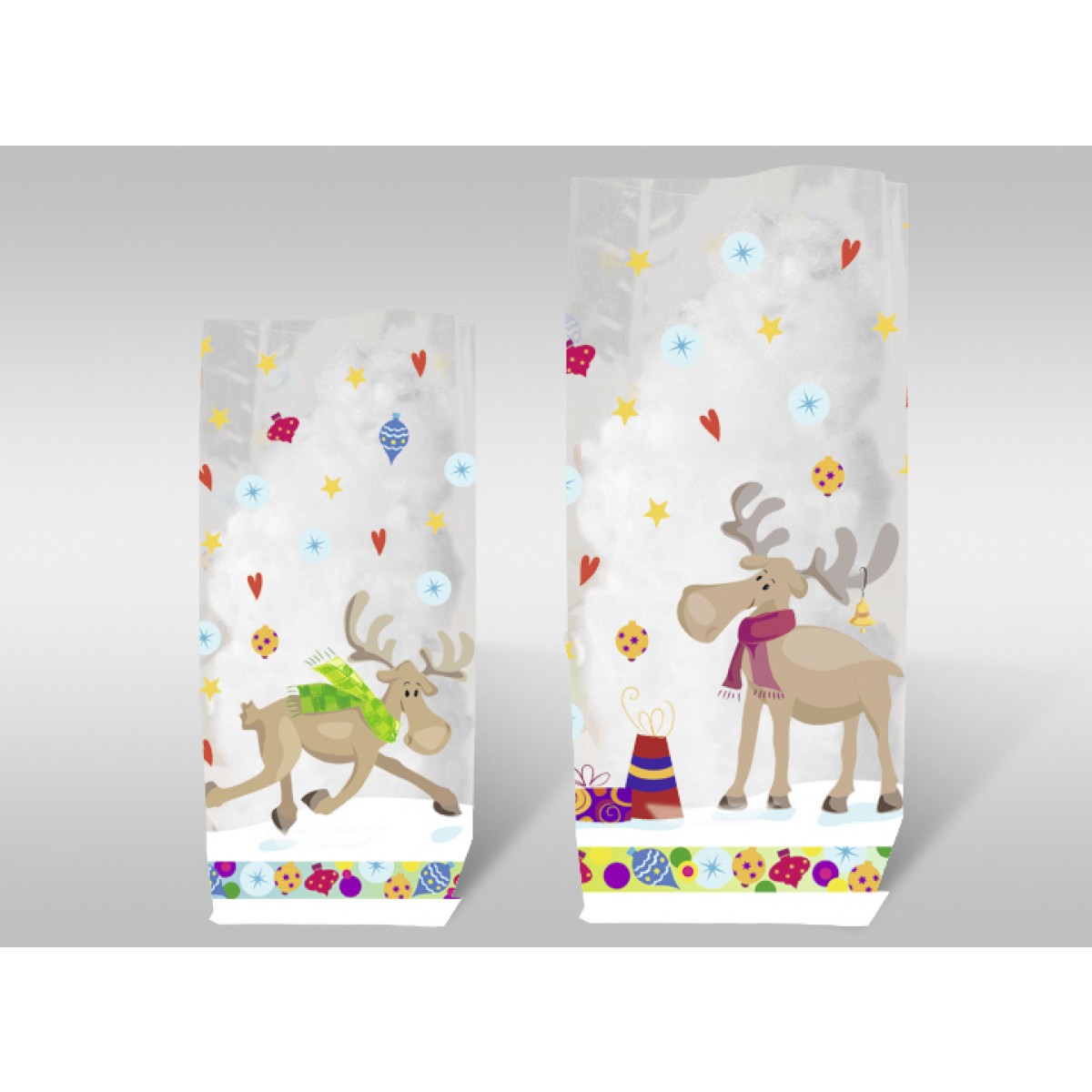 Geschenk-Bodenbeutel "Elche" 14,5 x 23,5 cm - 10 Stück