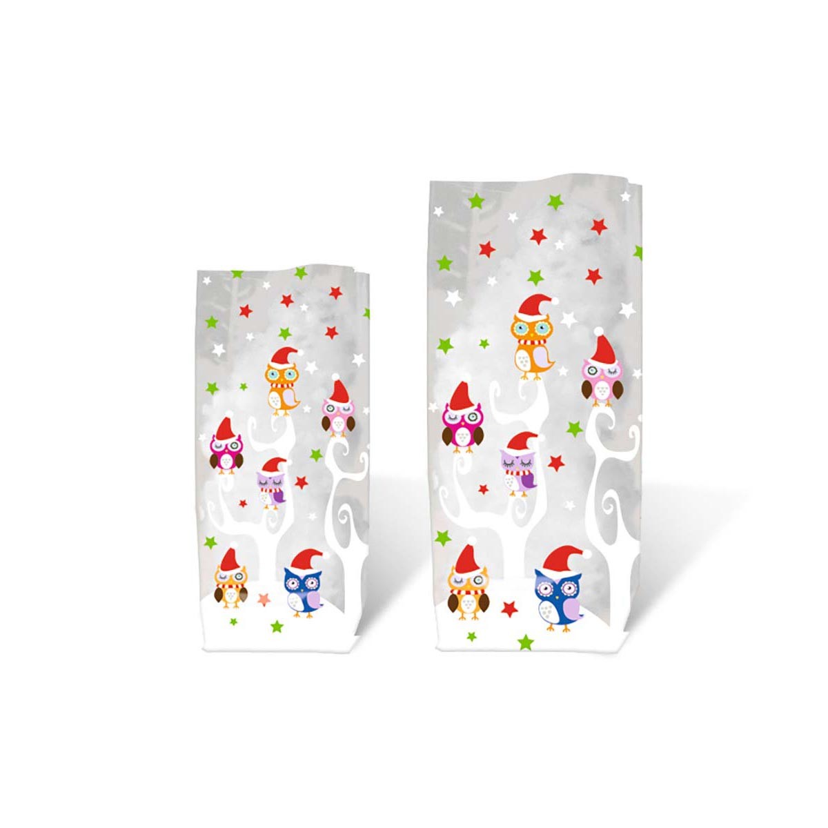 Geschenk-Bodenbeutel "Eulen" 11,5 x 19,0 cm - 10 Stück