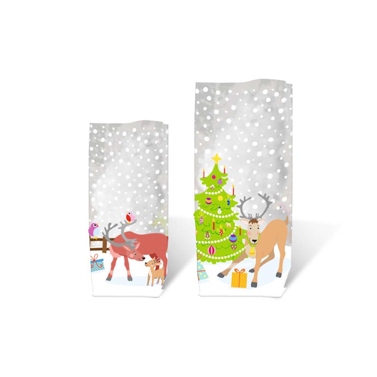 Geschenk-Bodenbeutel "Rentiere" 11,5 x 19,0 cm - 10 Stück