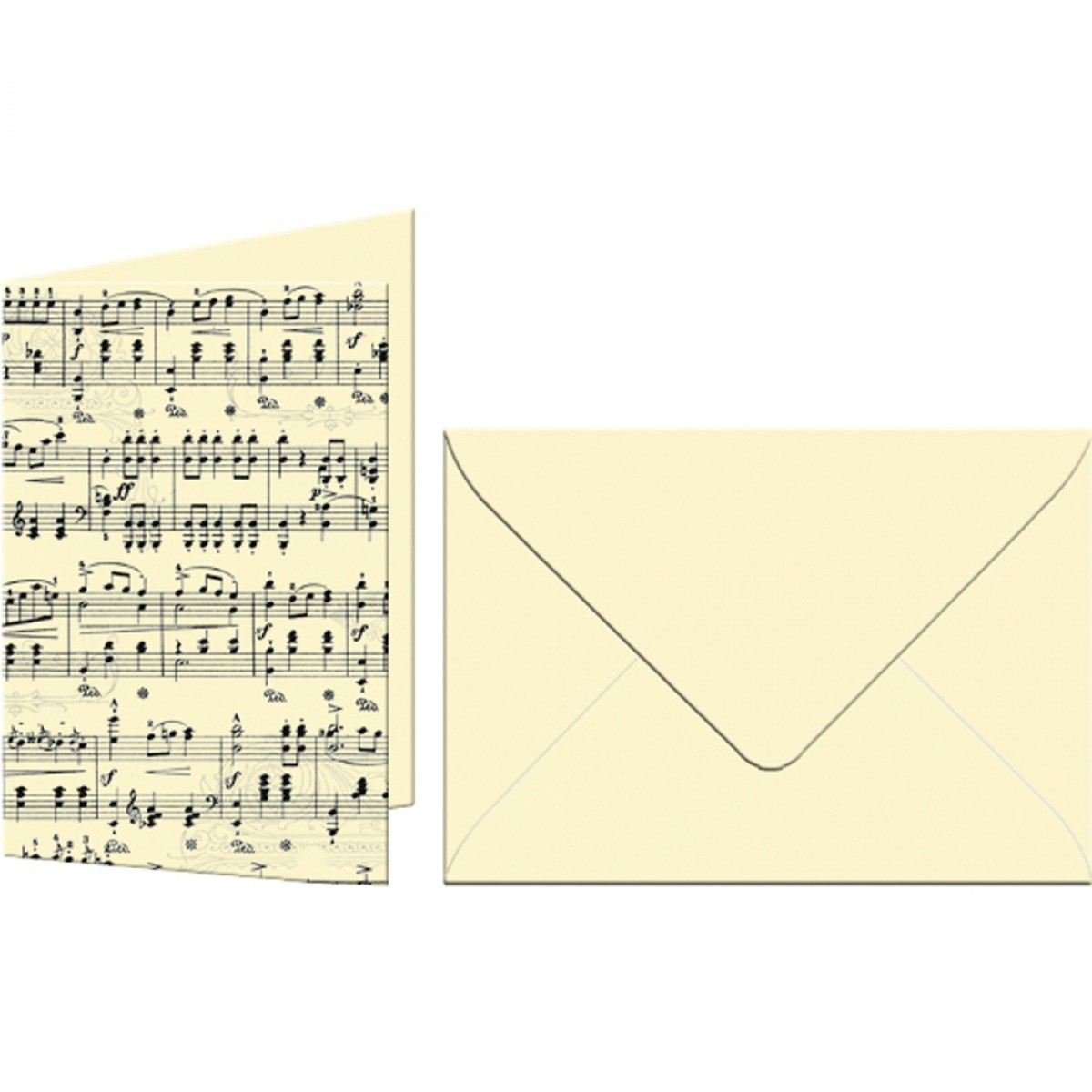 Grußkarten "Noten" mit Kuverts chamois/schwarz
