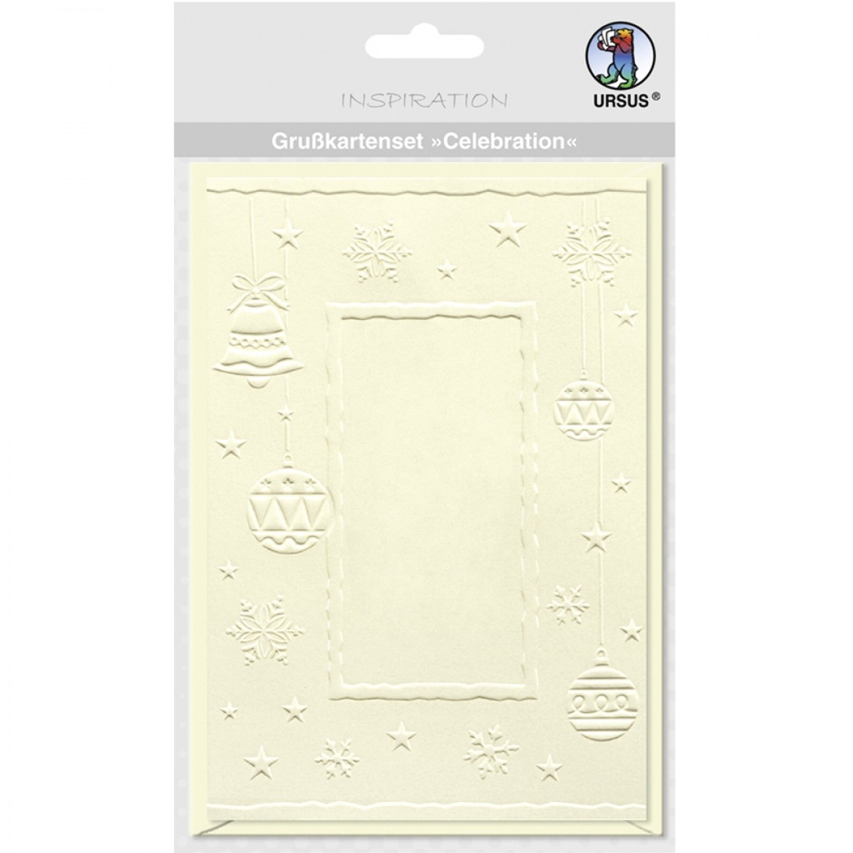 Grußkarten-Set "Celebration" creme Christbaumkugel - 5 Stück