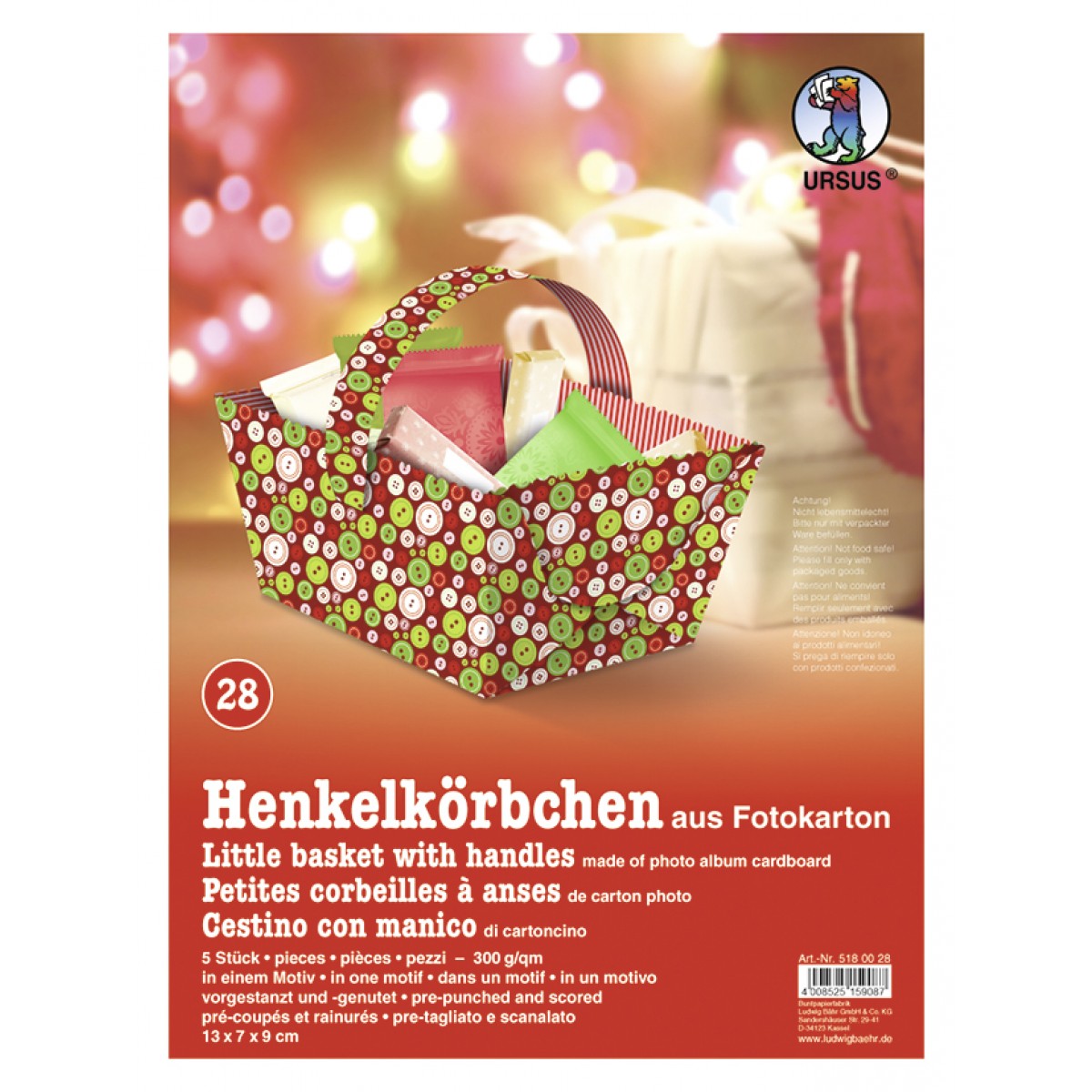 Henkelkörbchen "Wintertime Traditional" Knöpfe