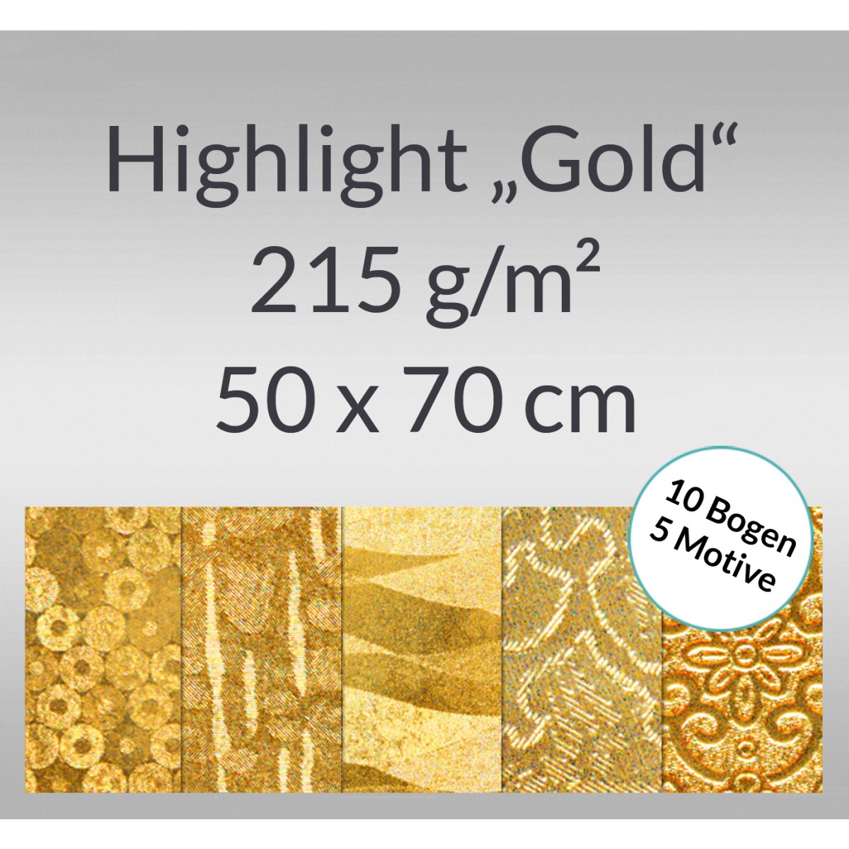 Highlight "Gold" 50 x 70 cm - 10 Bogen sortiert