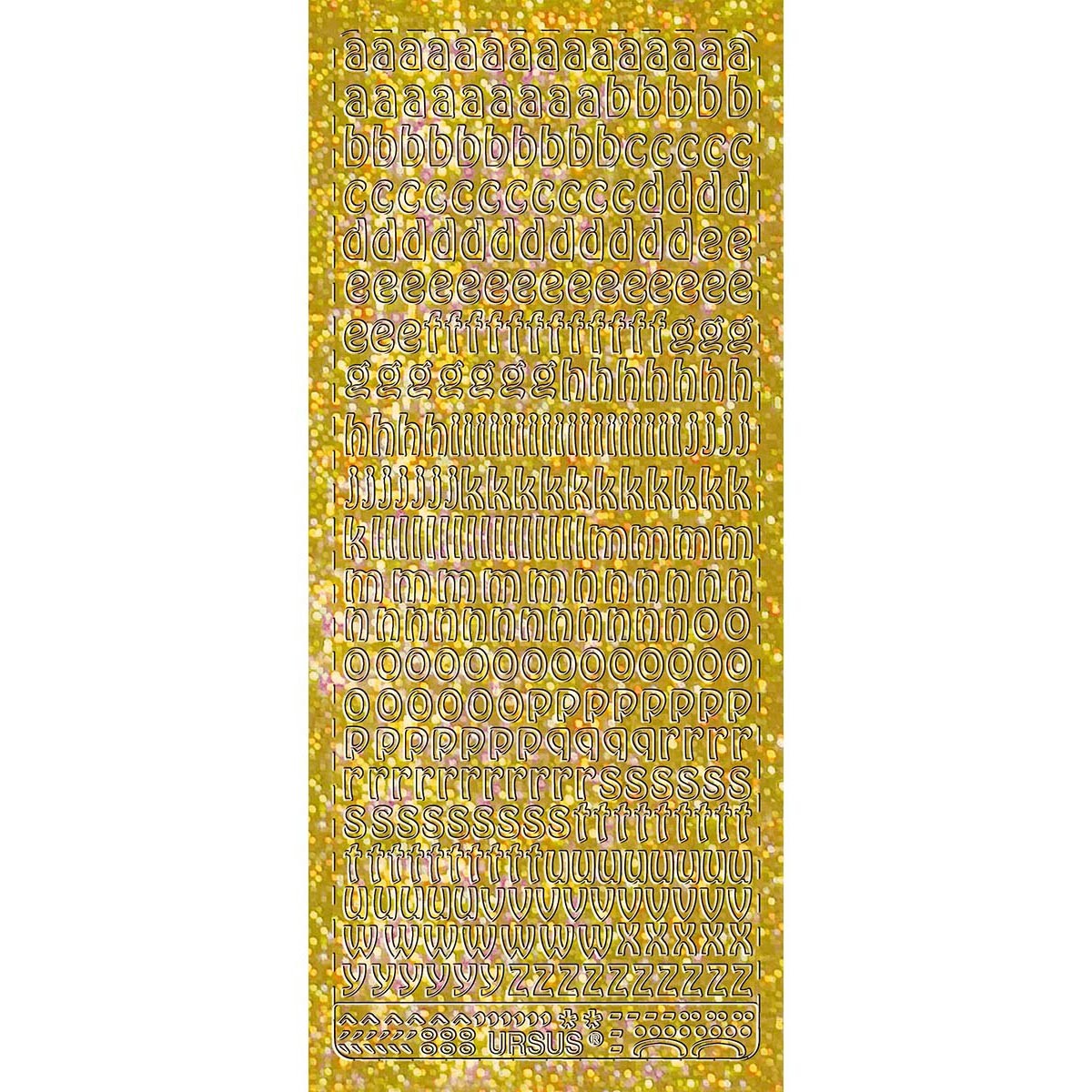 Hologramm Sticker "Buchstaben klein 1" gold