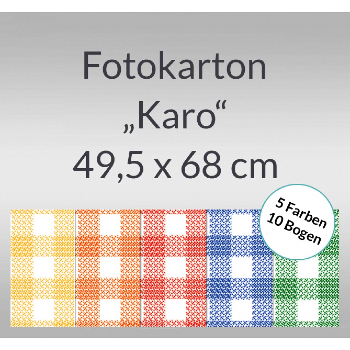 Karo-Fotokarton 49,5 x 68 cm - 10 Bogen sortiert