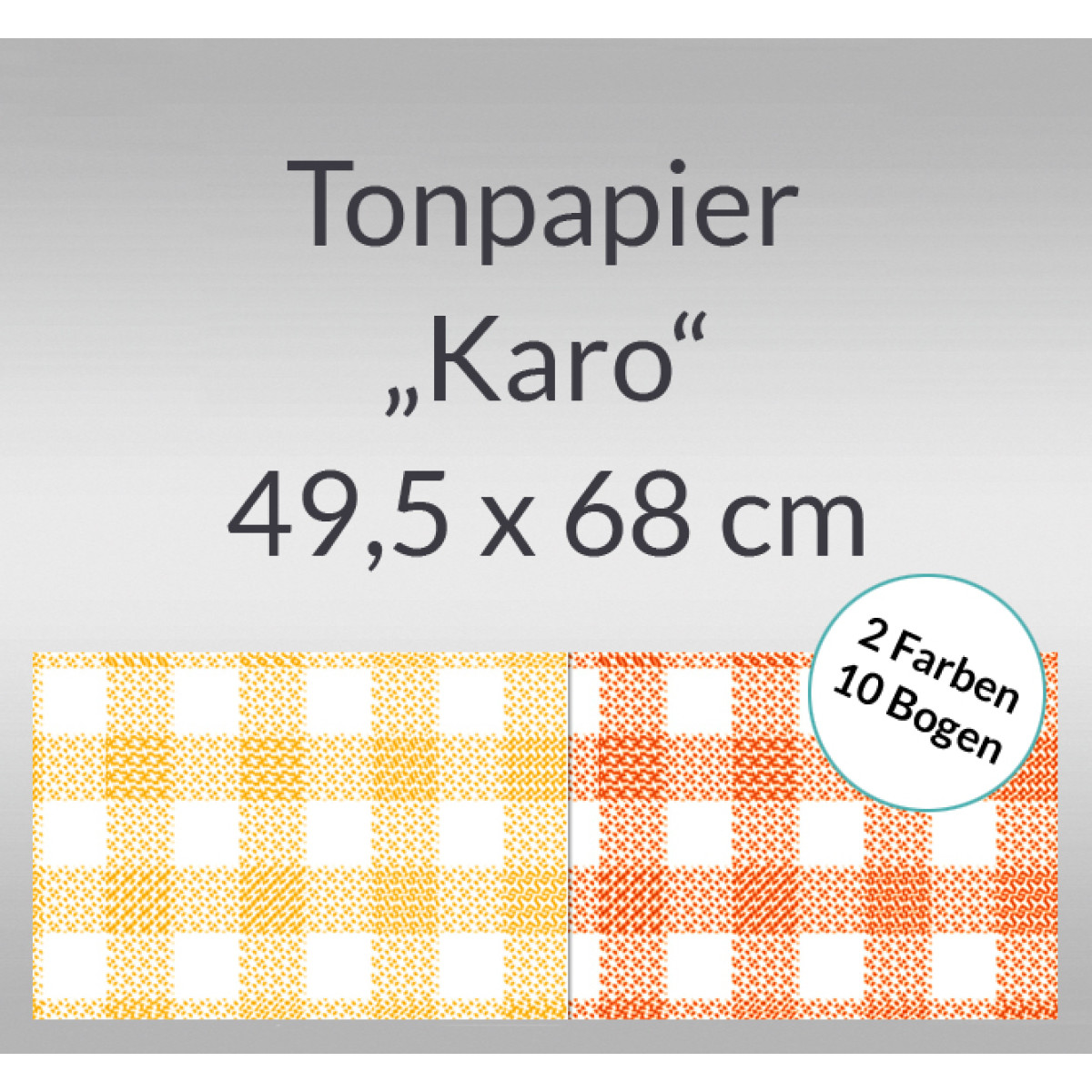 Karo-Tonzeichenpapier 130 g/qm 49,5 x 68 cm - 10 Bogen sortiert
